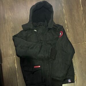 Phat Farm Black Hooded Puffer Jacket for Kids